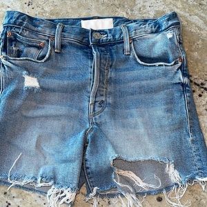 Mother Superior Cut-Off Jean Shorts, High Waist, Frayed. 25